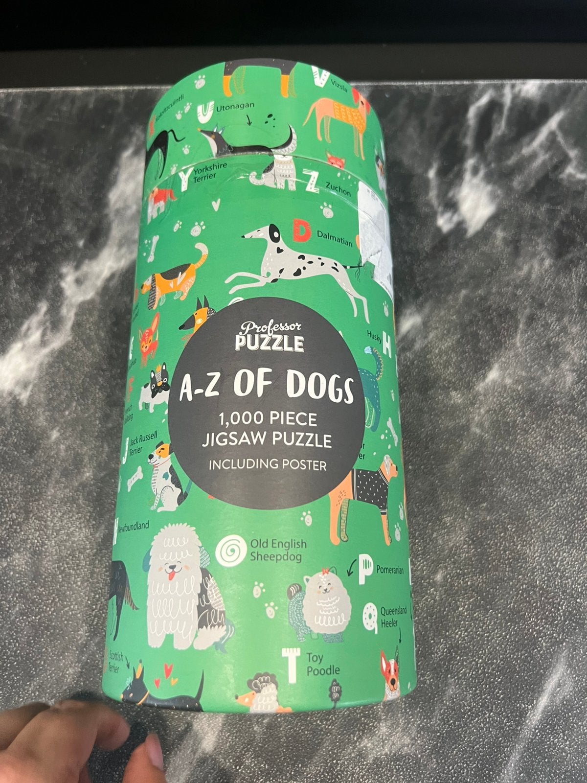 Professor Puzzel 1000 stukjes a-z of dogs, Ophalen of Verzenden, 500 t/m 1500 stukjes, Zo goed als nieuw