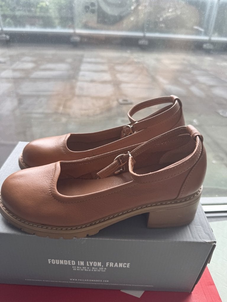 Bruine leren Mary Jane schoenen maat 38, Ophalen of Verzenden, Zo goed als nieuw, Bruin