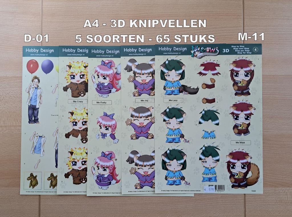 A4...3D KNIPVELLEN 59 SOORTEN-364 VELLEN KINDEREN, Ophalen of Verzenden, Nieuw, Kind, Knipvel