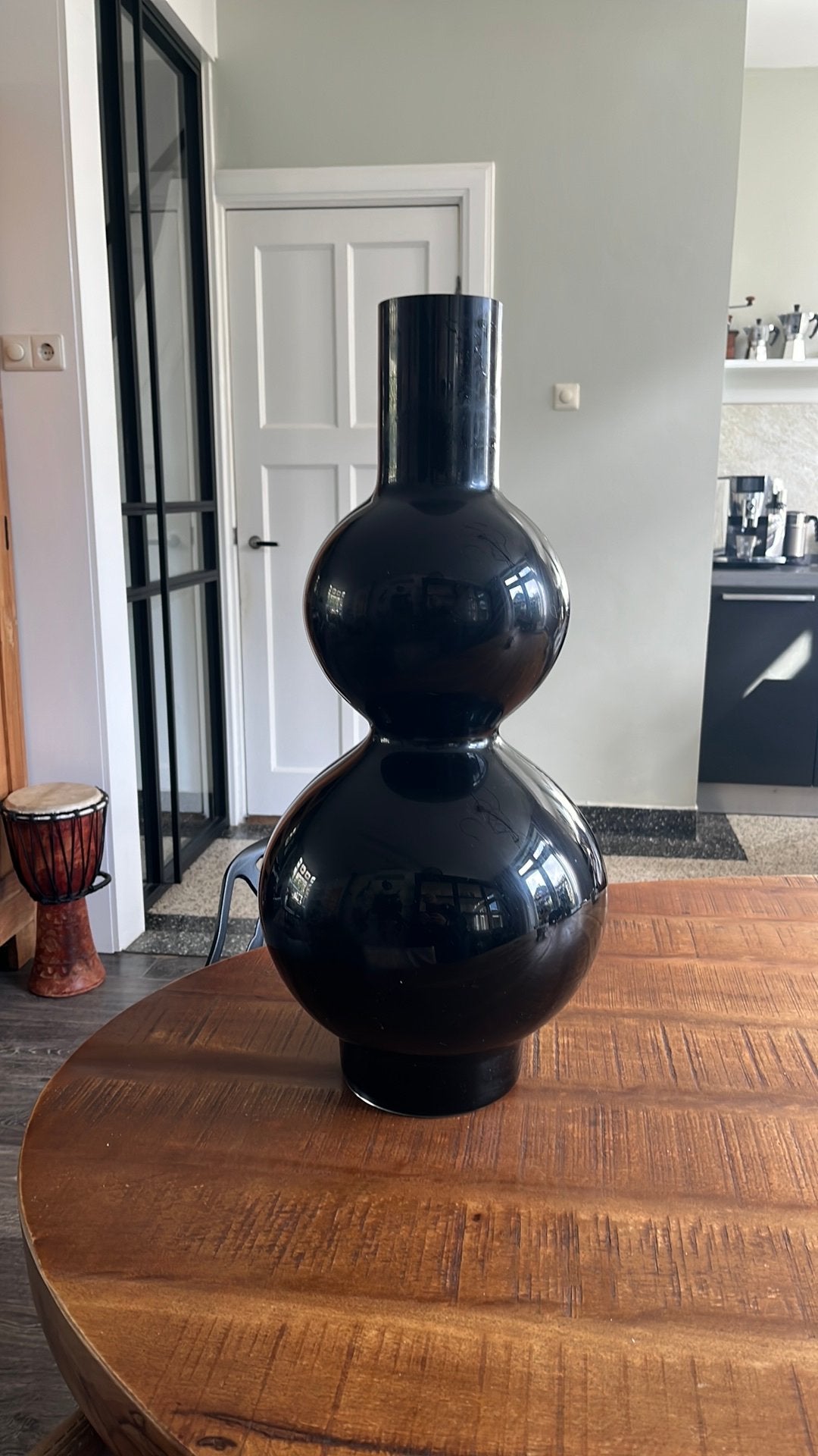 Glazen vaas, kleur zwart, Ophalen, Zwart, 57 cm, Glas