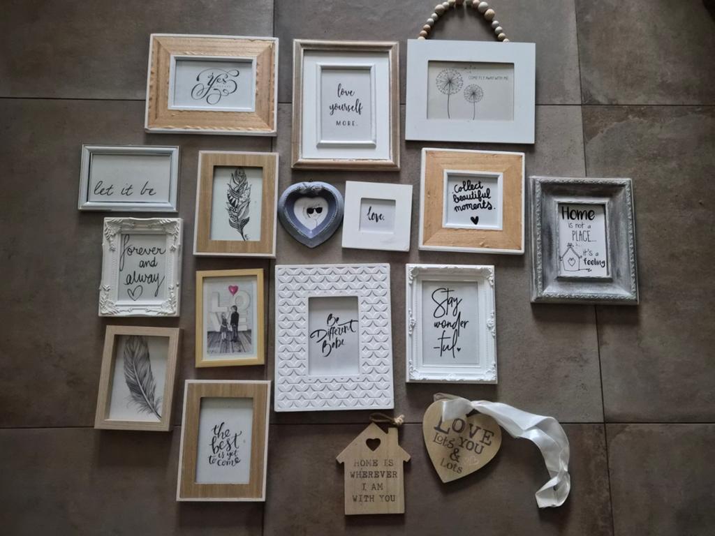 Diverse fotolijstjes en decoratie set (17 stuks), Verzenden