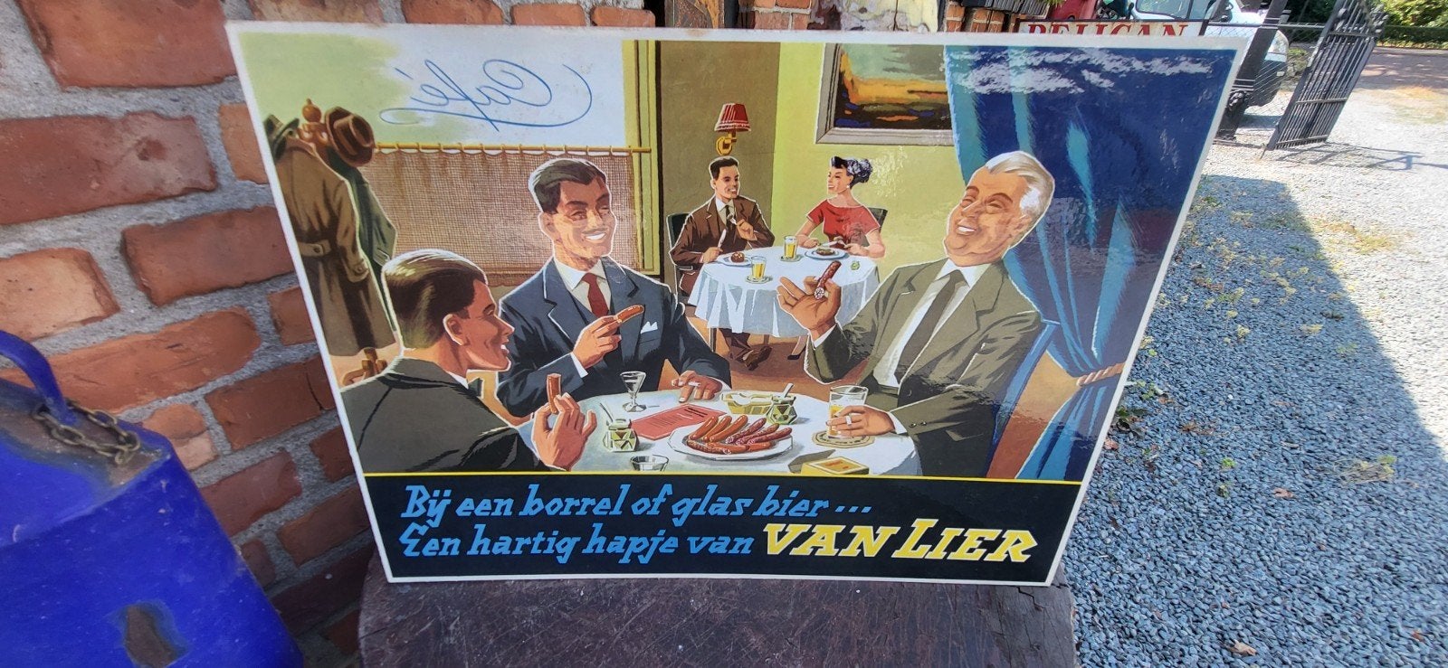 Vintage Reclamebord Slagers Beenhouwers Van Lier 45x33cm, Ophalen of Verzenden, Zo goed als nieuw, Reclamebord