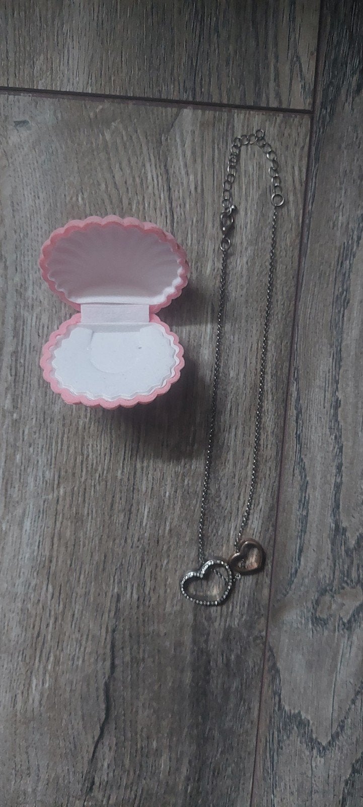 Zilverkleurige ketting met dubbele hartjes hanger Lucardi, Sieraden, Tassen en Uiterlijk, Kettingen, Verstelbaar, Ophalen of Verzenden