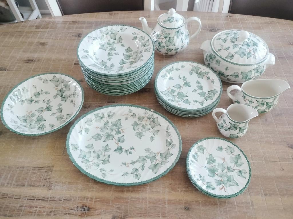 Vintage Barratts England klimop servies compleet – Engelse c, Ophalen of Verzenden, Zo goed als nieuw, Overige stijlen
