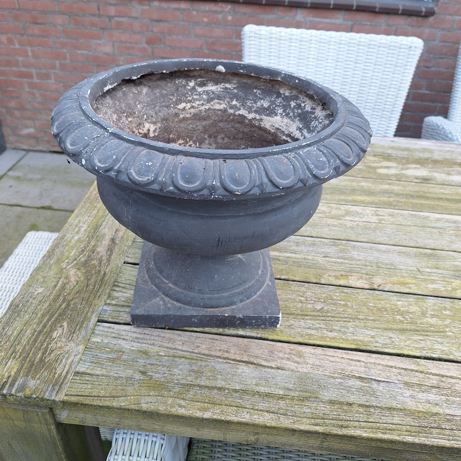 Bloempot in kleur antraciet, Ophalen, Kunststof, Gebruikt, Rond