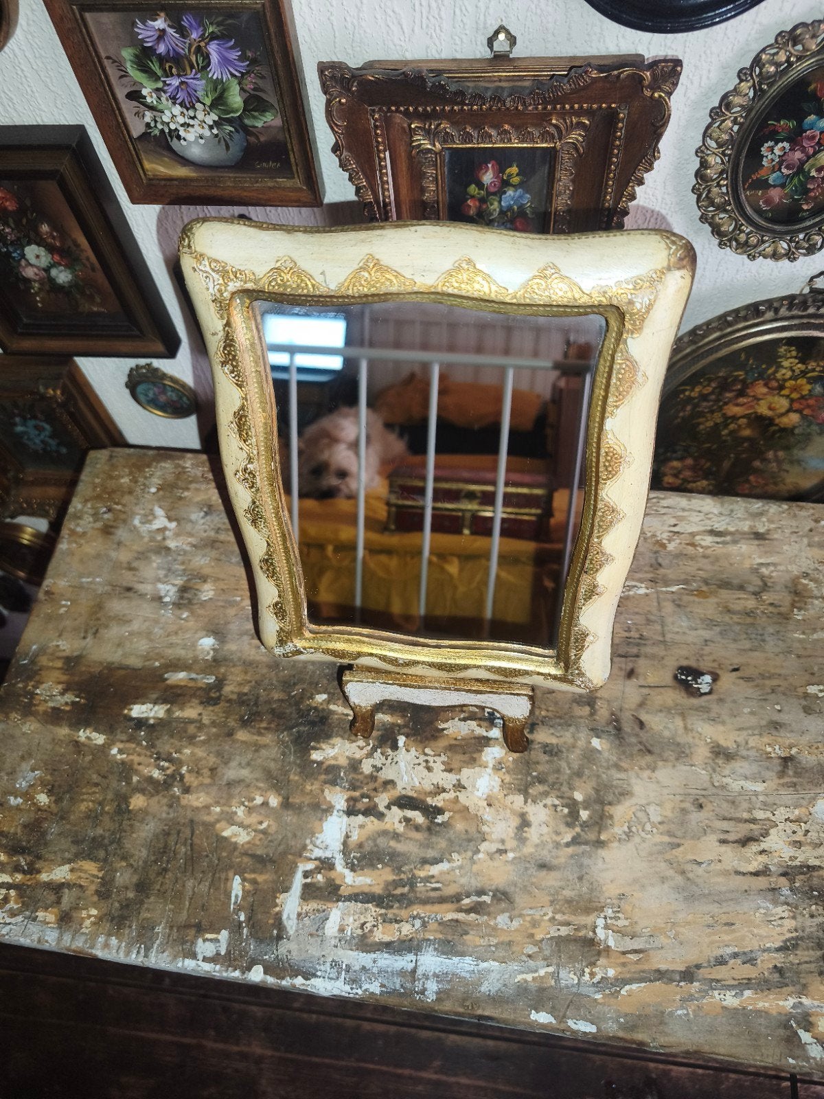 Oud florentijns Italiaans spiegeltje U92, Ophalen of Verzenden