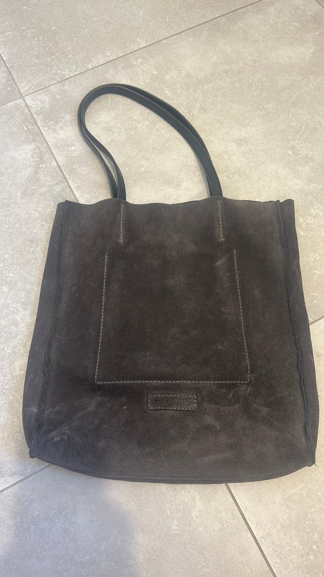 Shabbies tas grijs suede, Ophalen of Verzenden, Zo goed als nieuw, Grijs, Handtas