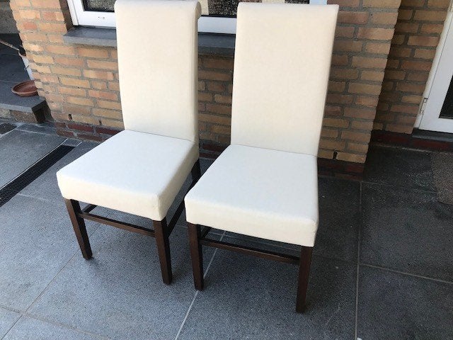 2 Riviera Maison stoelen met hoes en greep aan achterkant, Ophalen, Hout, Gebruikt, Twee