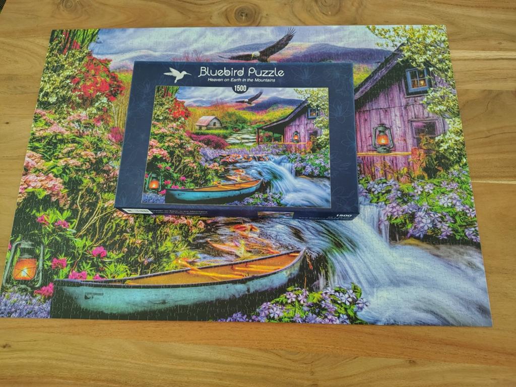 Puzzel 1500 stukjes Bluebird heaven on earth in the mountain, Hobby en Vrije tijd, Denksport en Puzzels, Ophalen of Verzenden