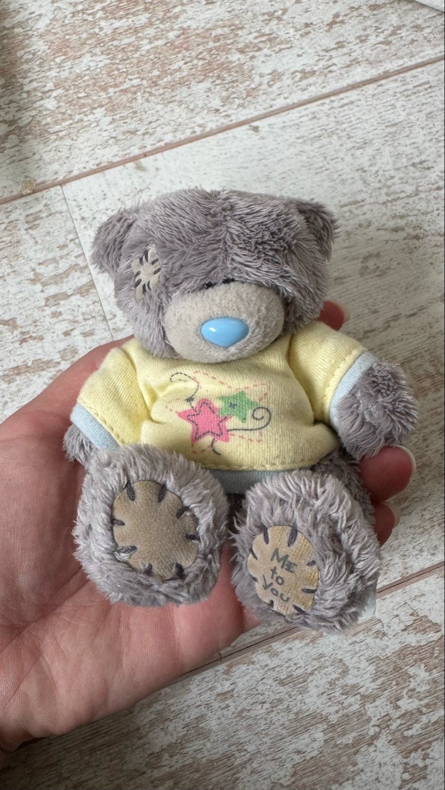 Me to You Teddy knuffelbeer met geel shirtje, Gebruikt, Overige merken, Beer, Grijs
