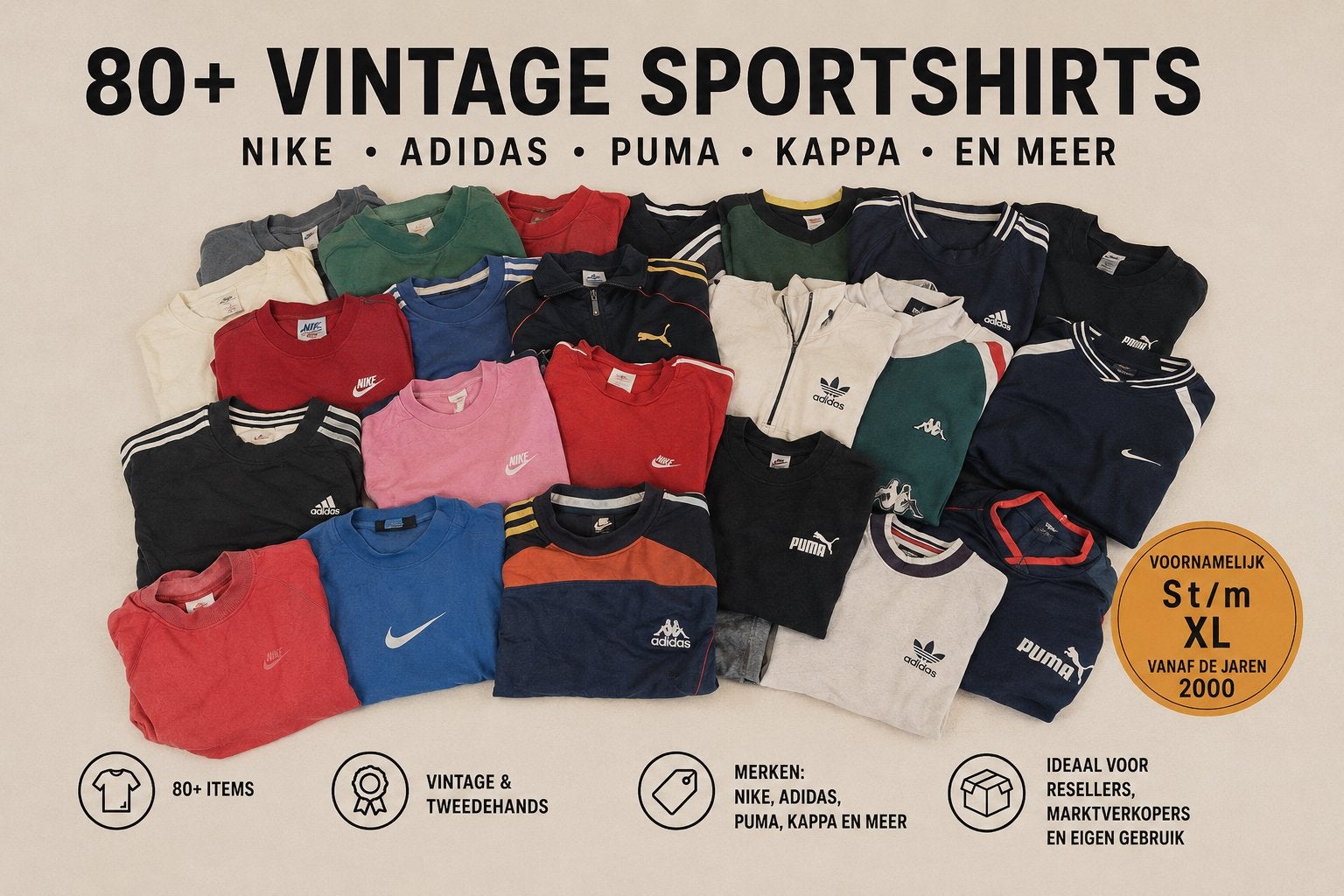 80 vintage sportshirts – Nike Adidas Puma etc, Meerkleurig, Overige maten, Ophalen of Verzenden, Gedragen