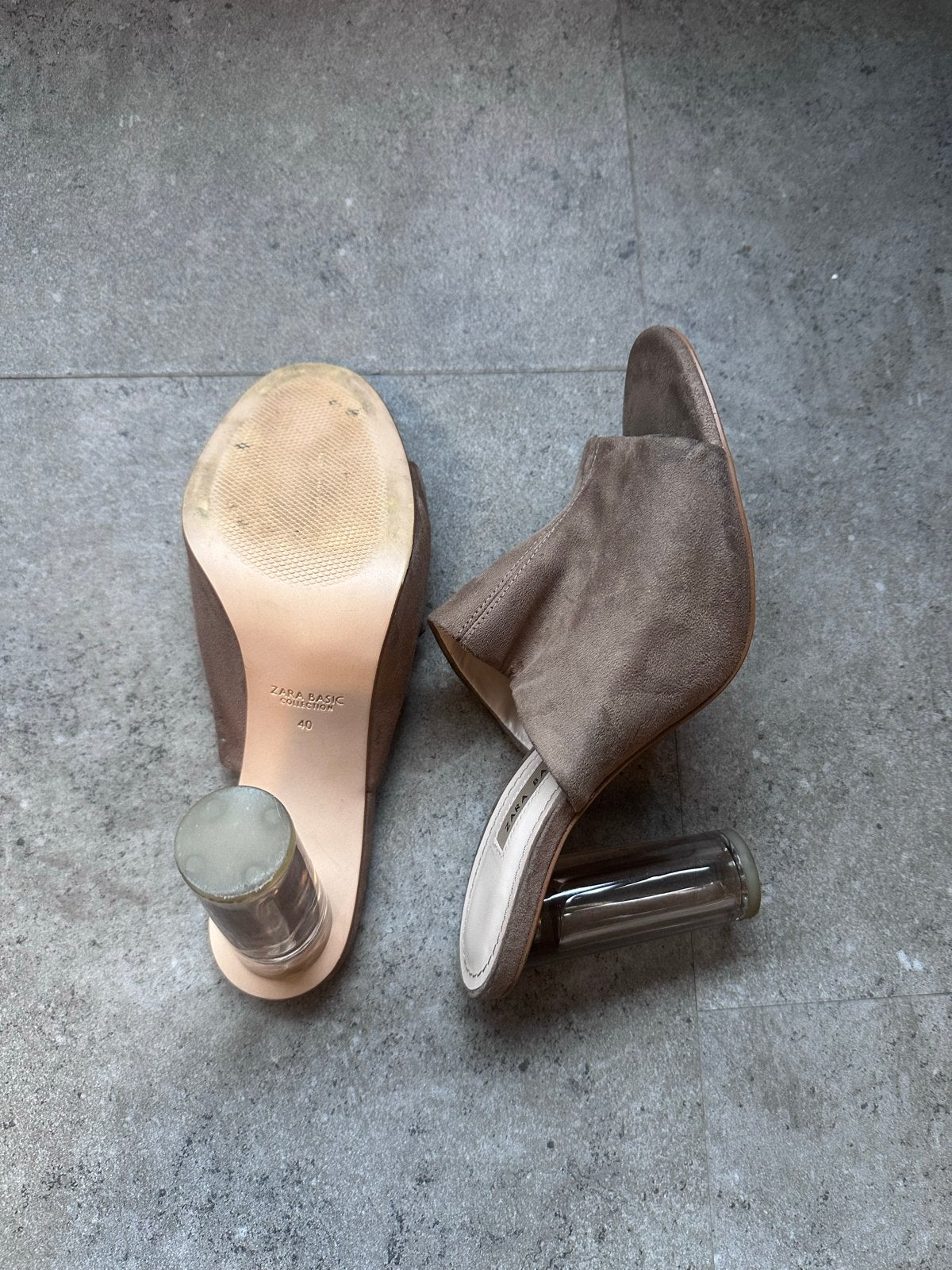 Zara Basic Muiltjes met Transparante Hak - Maat 40, Ophalen of Verzenden, Zo goed als nieuw, Bruin, Sandalen of Muiltjes
