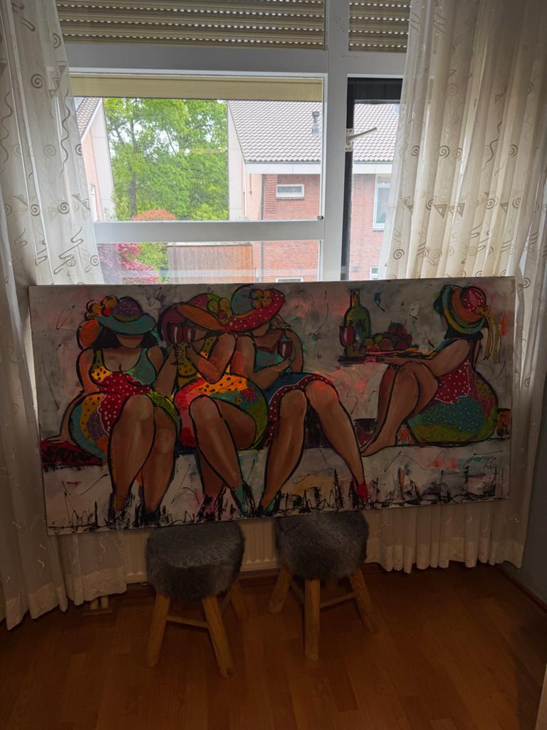Schilderij LIZ Dikke Dames - Kleurrijk en Groot Formaat, Ophalen