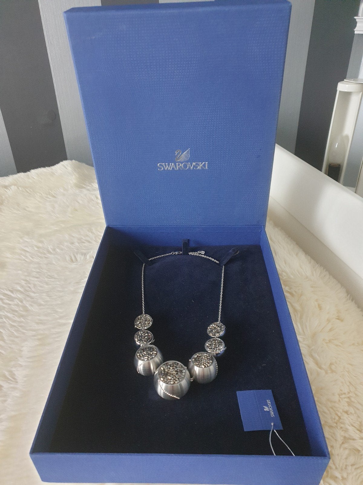 Swarovski ketting, Met kristal, Verzenden, Zo goed als nieuw, Zilver