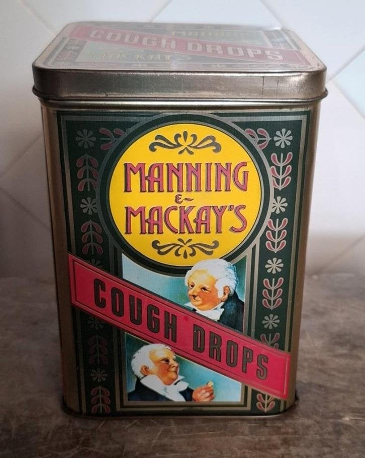 Vintage Engels blik,  Manning Mackay's, cough drops, Ophalen of Verzenden, Gebruikt, Overige, Overige merken