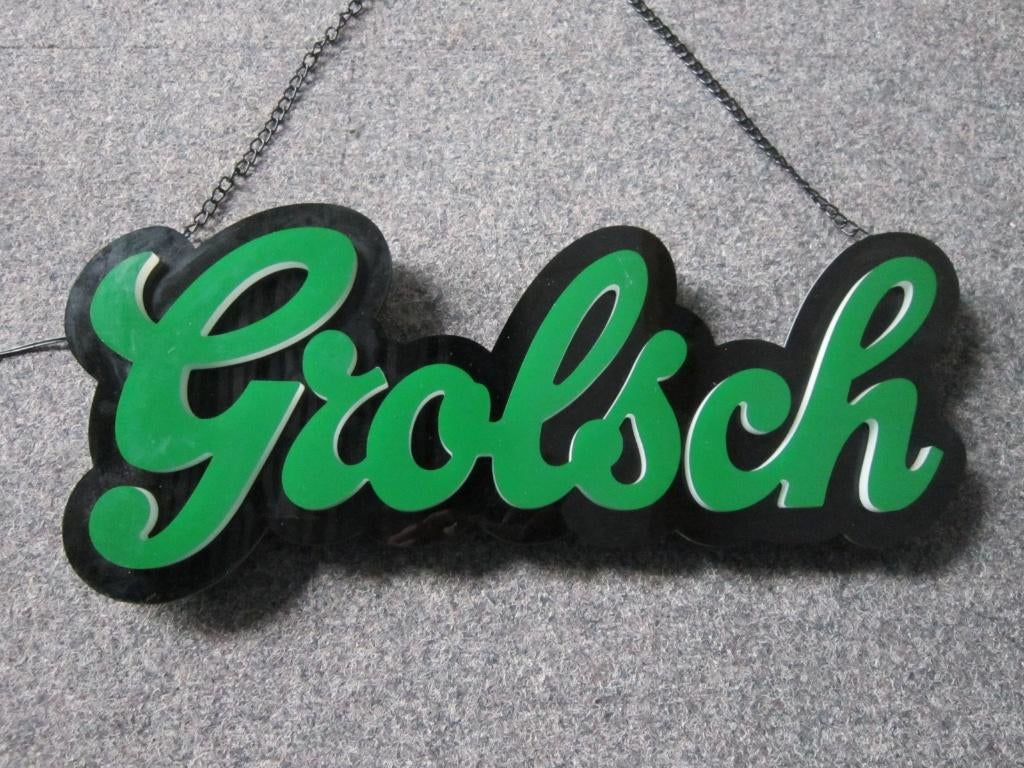 GROLSCH BIER LED LICHTRECLAME, Verzamelen, Biermerken, Ophalen, Zo goed als nieuw, Overige typen, Grolsch