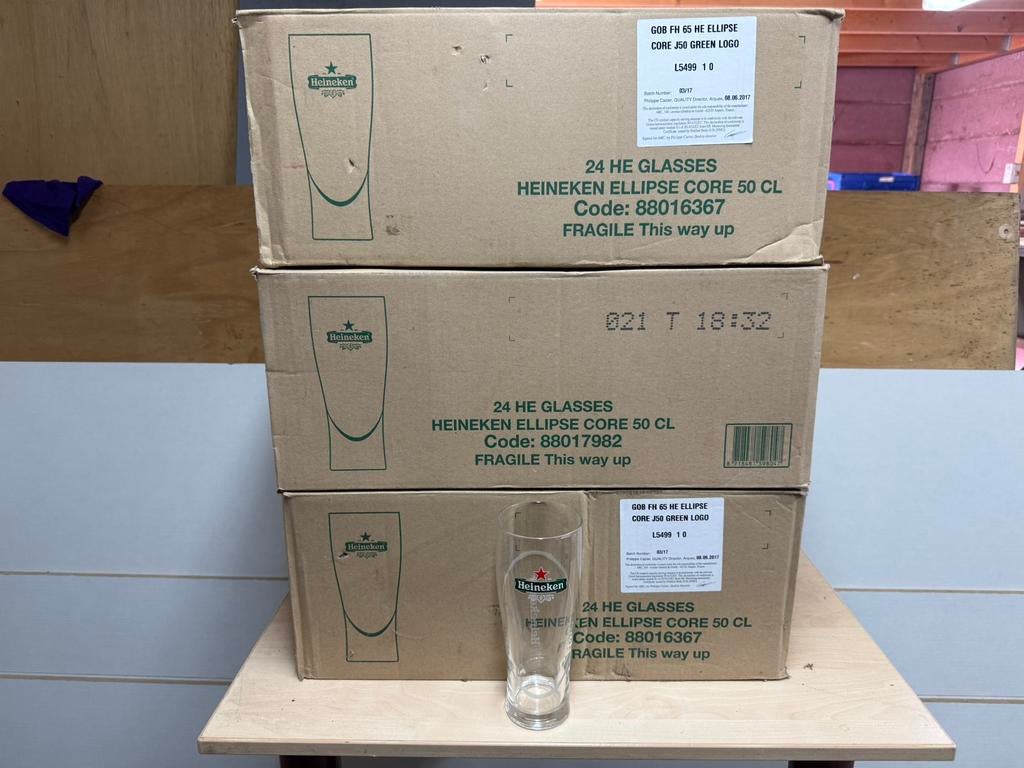 68x Heineken 50CL Glazen, Verzamelen, Ophalen, Nieuw, Glas of Glazen, Heineken