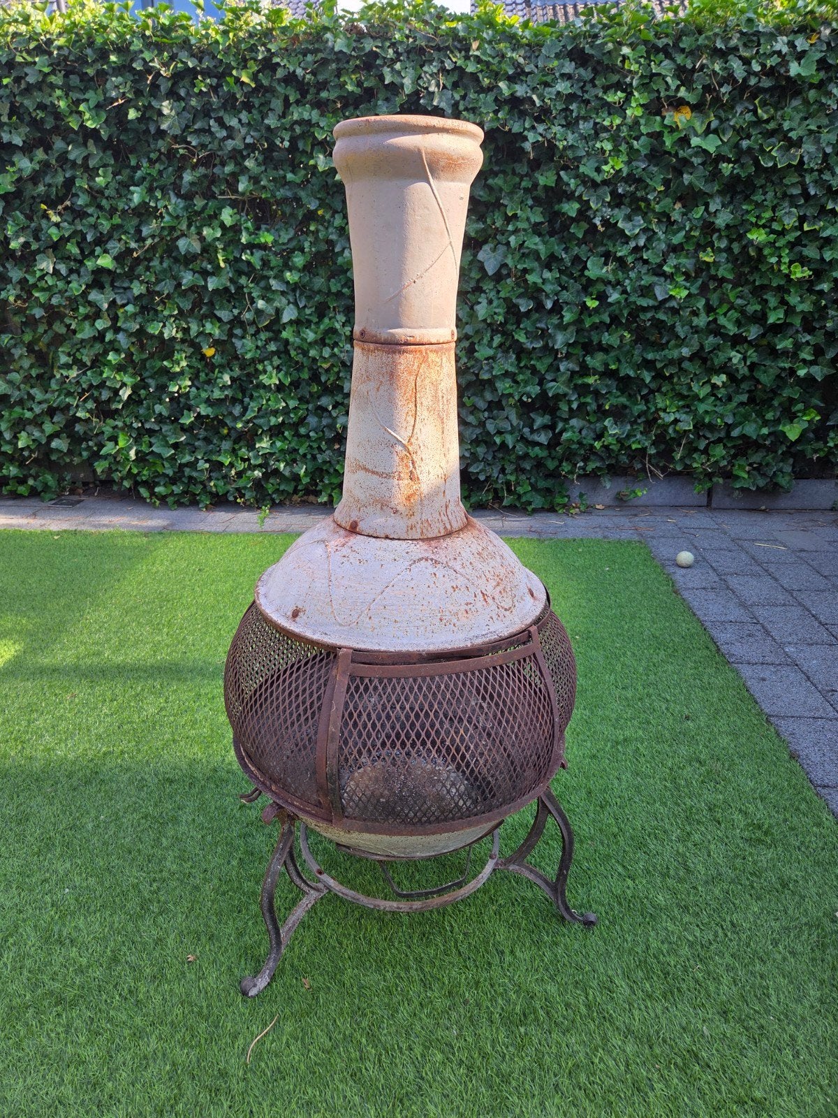 Gietijzeren vuurkorf met grote pijp, Tuin en Terras, Tuinhaarden, Ophalen, Gebruikt