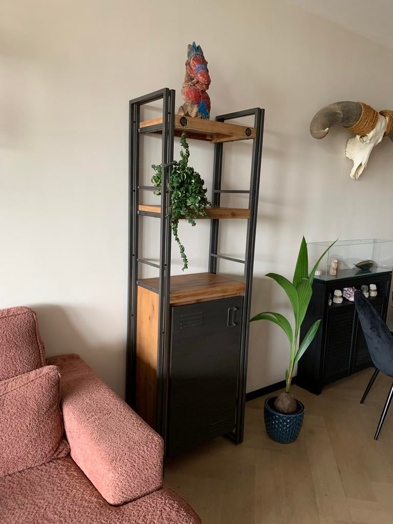 Industriële manchester kast acasia hout mangohout look, Huis en Inrichting, Kasten | Wandmeubels, Ophalen of Verzenden, Zo goed als nieuw