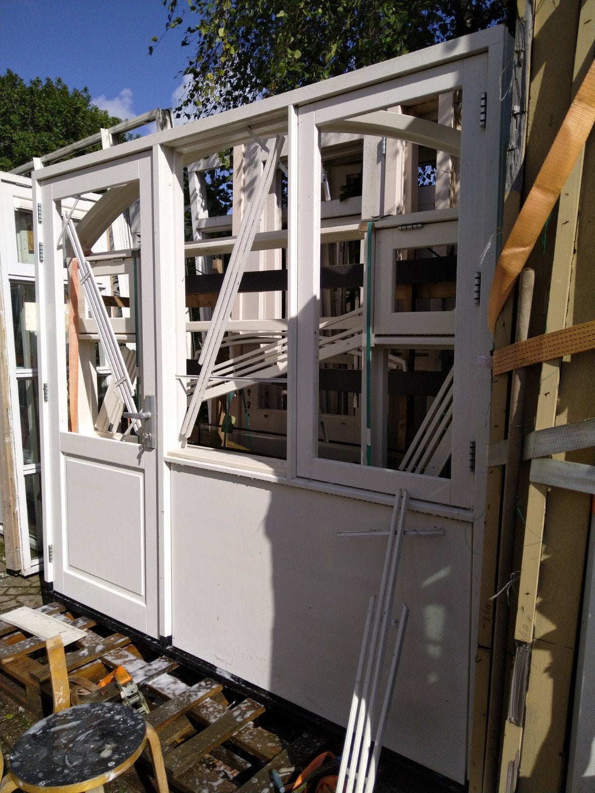hardhout kozijn met paneeldeur en zijlicht, Doe-het-zelf en Verbouw, Nieuw, Ophalen of Verzenden, Buitendeur, Glas