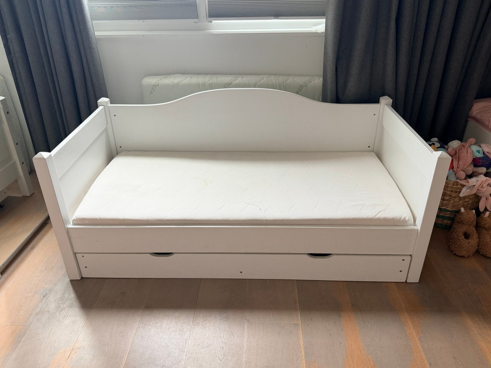 Kinderbed met lade en matras 150x70 cm, Gebruikt, 70 tot 85 cm, Matras, 140 tot 160 cm