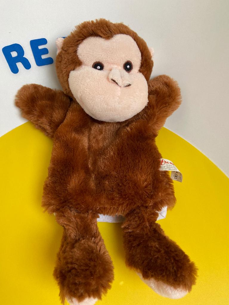 946 toi-toys handpop aap bruin, Ophalen of Verzenden, Zo goed als nieuw, Overige typen