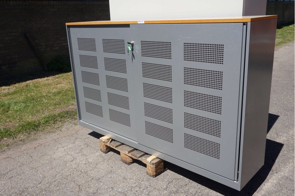 Ahrend schuifdeurkast kantoorkast dossierkast metalen kast, Gebruikt, 100 tot 150 cm, Niet ingevuld, 200 cm of meer