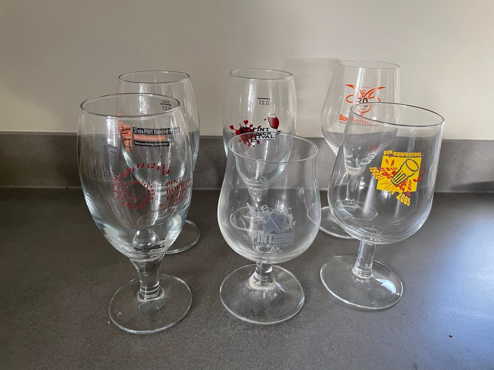 Bokbier Festival Glazen - Diverse Jaren (6 stuks), Ophalen of Verzenden, Zo goed als nieuw, Glas of Glazen, Overige merken