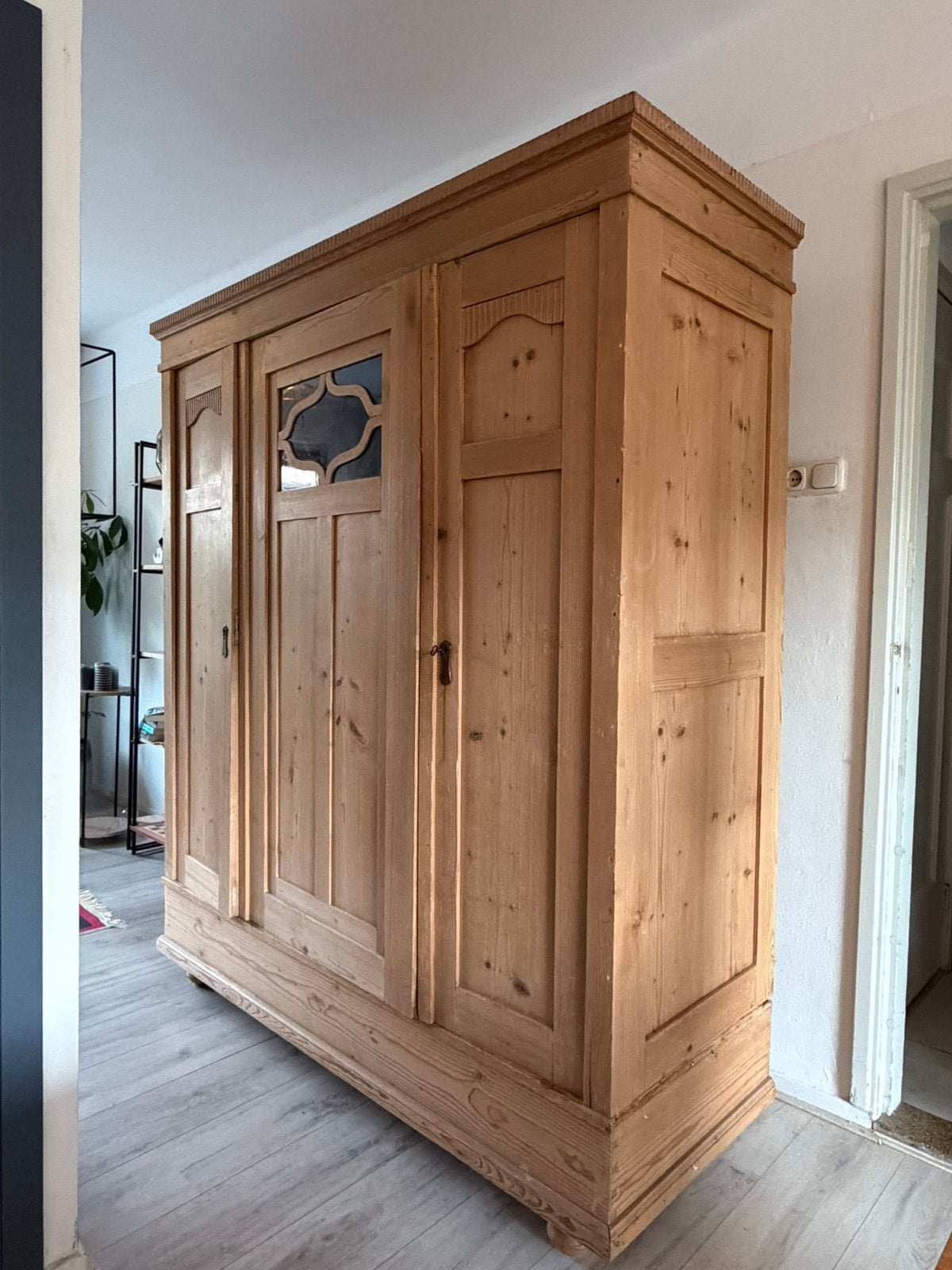 Antieke grenen kledingkast / linnenkast, Huis en Inrichting, Gebruikt, 150 tot 200 cm, Landelijk, 50 tot 75 cm