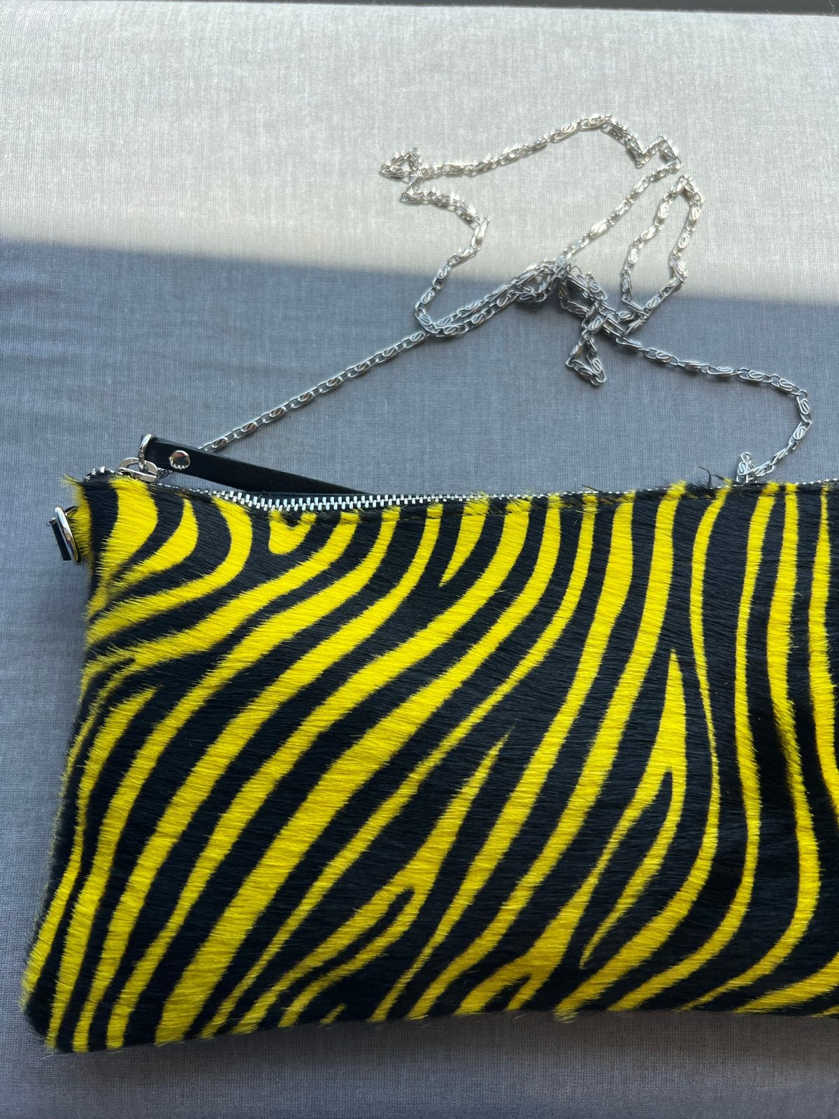 Clutch tas met zebraprint - Steps, Ophalen of Verzenden, Nieuw, Geel, Avondtasje
