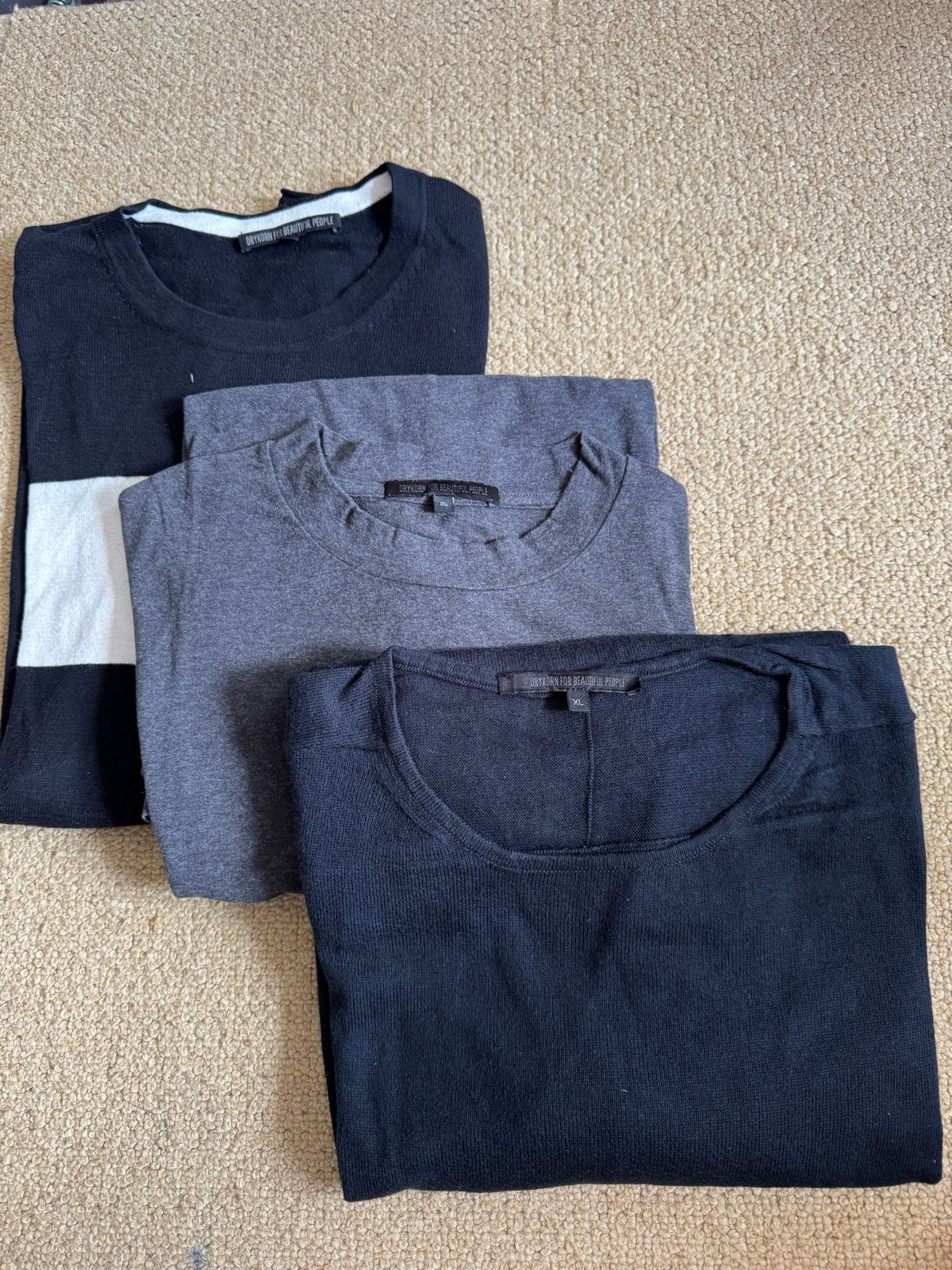 3 stuks—>Drykorn for Beautiful People Longsleeves (3 stuks)., Ophalen of Verzenden, Gedragen, Maat 56/58 (XL), Meerkleurig