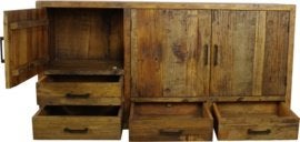 Dressoir BRENT van massief oud hout - 160 cm breed, 150 tot 200 cm, Nieuw, Ophalen of Verzenden, 3 of 4 laden