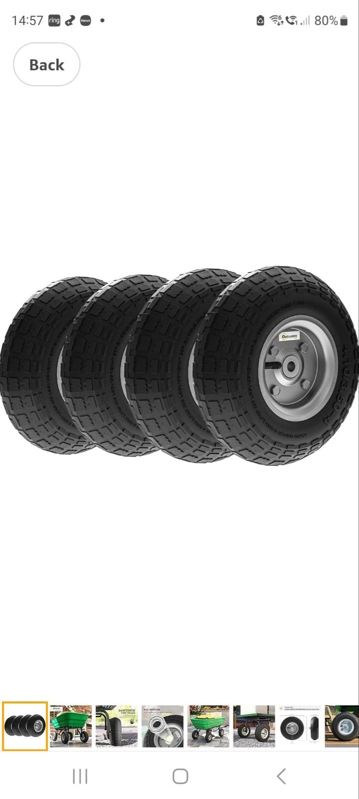 Outsunny Kruiwagen Wielen Set 4.10/3.50-4 - 4 Stuks, Nieuw, Outsunny, Outsunny, Outsunny