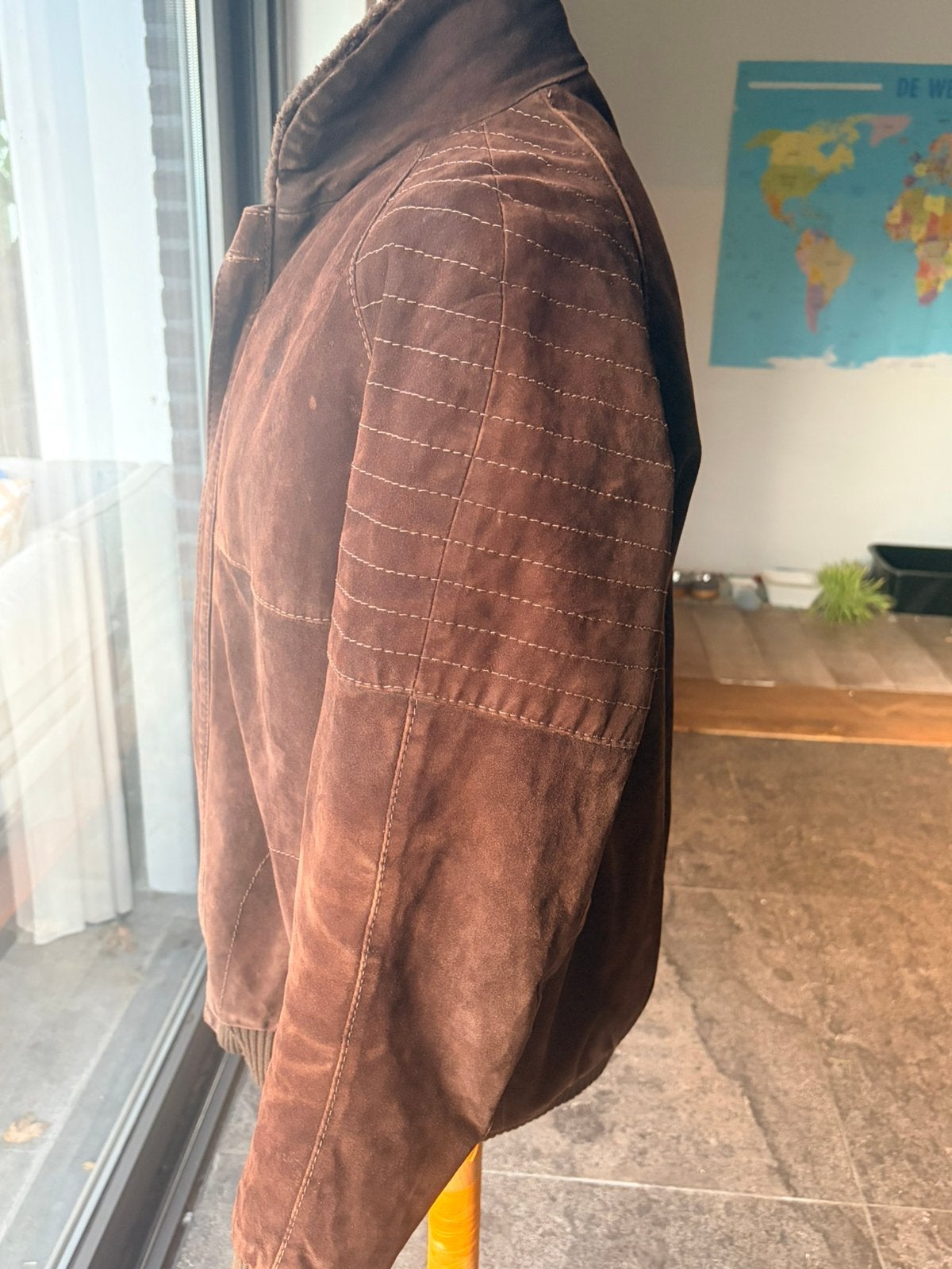Suède winterjas vintage maat 40 bruin dames, Kleding | Dames, Verzenden, Zo goed als nieuw, Maat 38/40 (M), Bruin