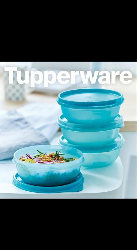 Tupperware Ruimteschaaltjes Set 4x 300ml, Ophalen of Verzenden, Nieuw, Blauw, Bak of Kom