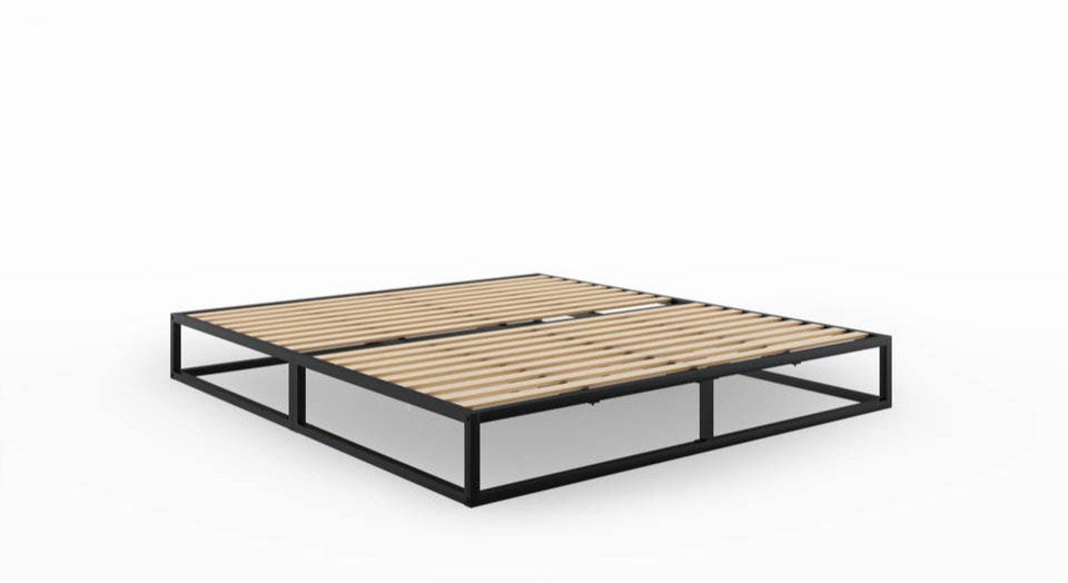 Metalen bed van Emma incl. Lattenboden, Ophalen, Zwart, Tweepersoons, 140 cm