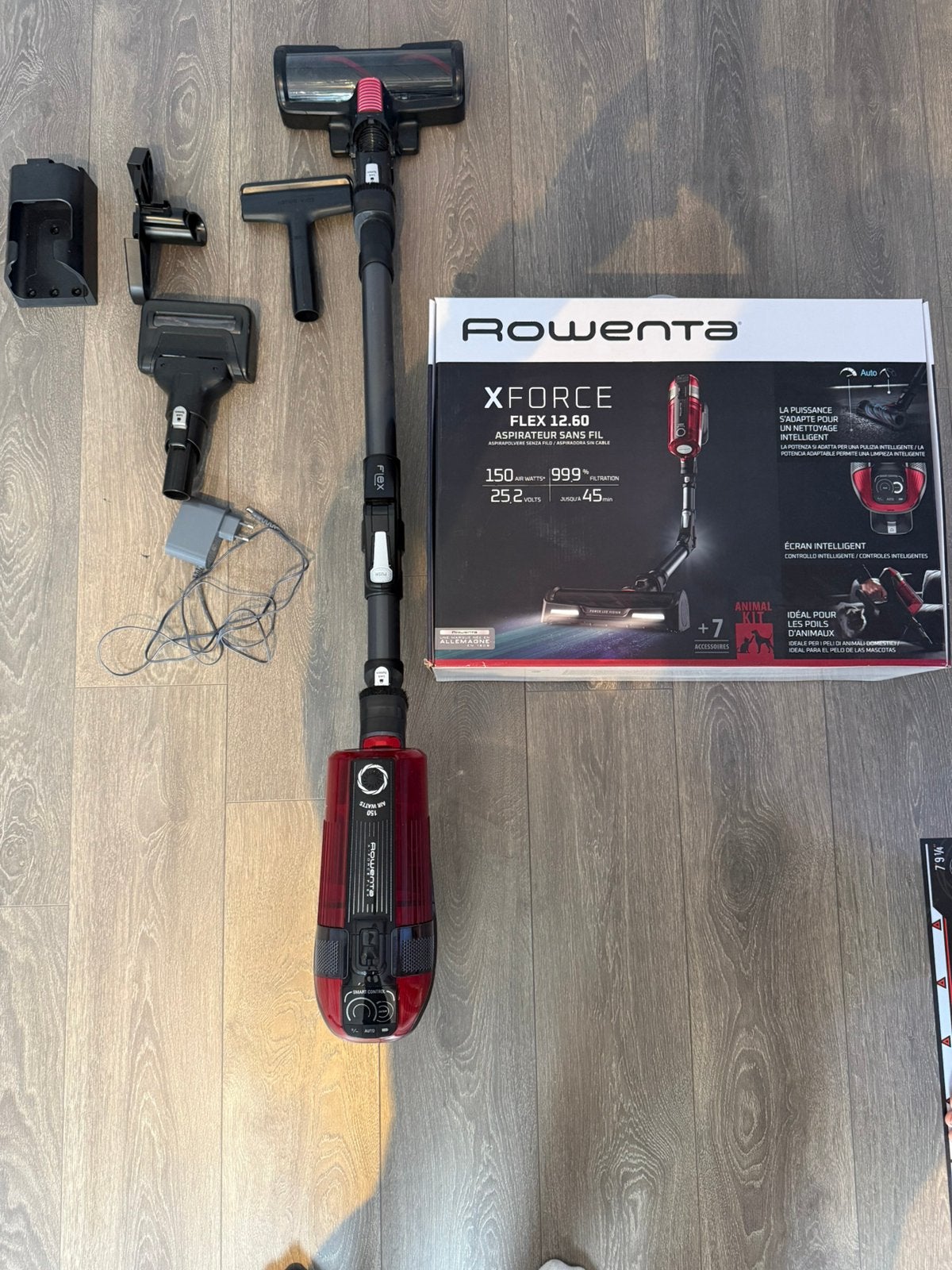 Rowenta X-force Flex 12.60 - met DOOS, Zo goed als nieuw, Inclusief accessoires, Reservoir, Steelstofzuiger