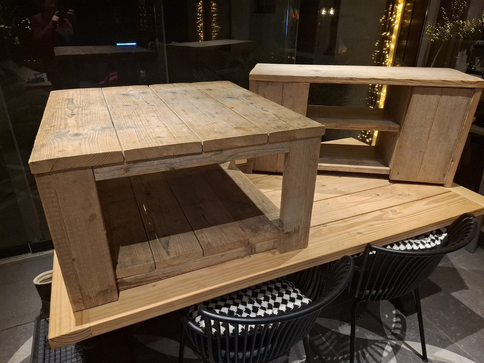Mooie salontafel van steigerhout, Ophalen, Gebruikt, 50 tot 100 cm, Vierkant