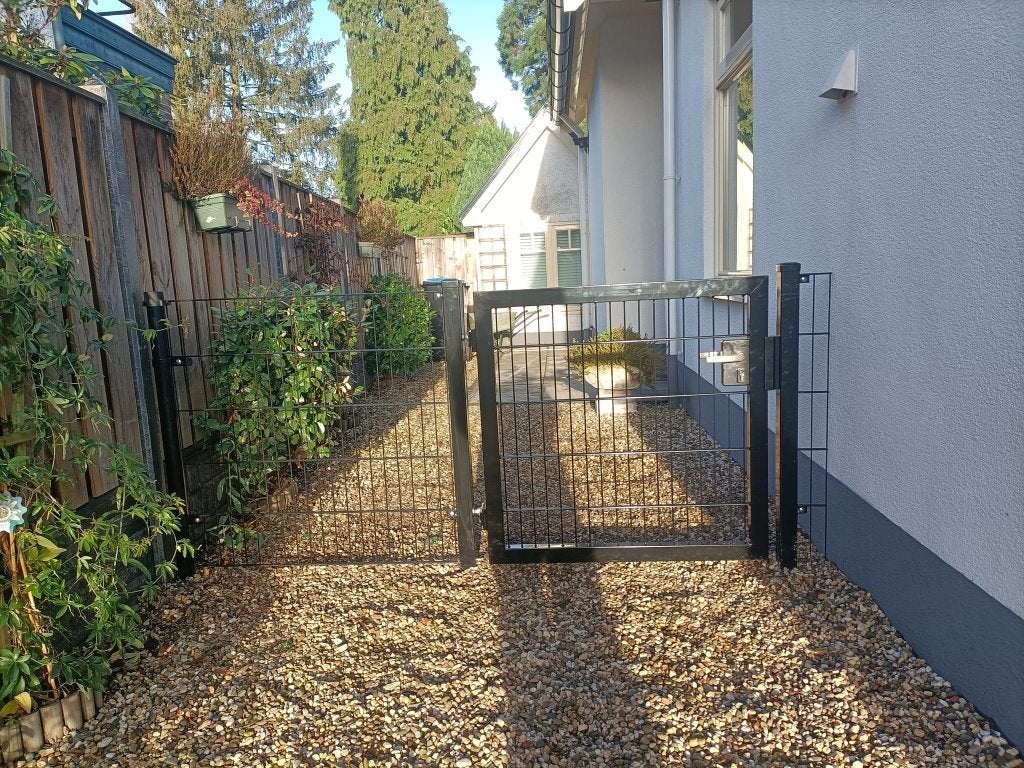 15m 80cm 656 dubbelstaafmat + B-keus poort zwart, Ophalen, Met poort, Nieuw, Dubbelstaafmat hekwerk