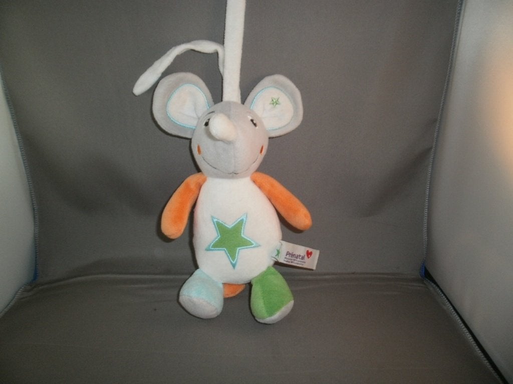 Prénatal muis groene ster muziek /speeldoos in lijf 23 cm, Kinderen en Baby's, Speelgoed | Knuffels en Pluche, Muis, Met label
