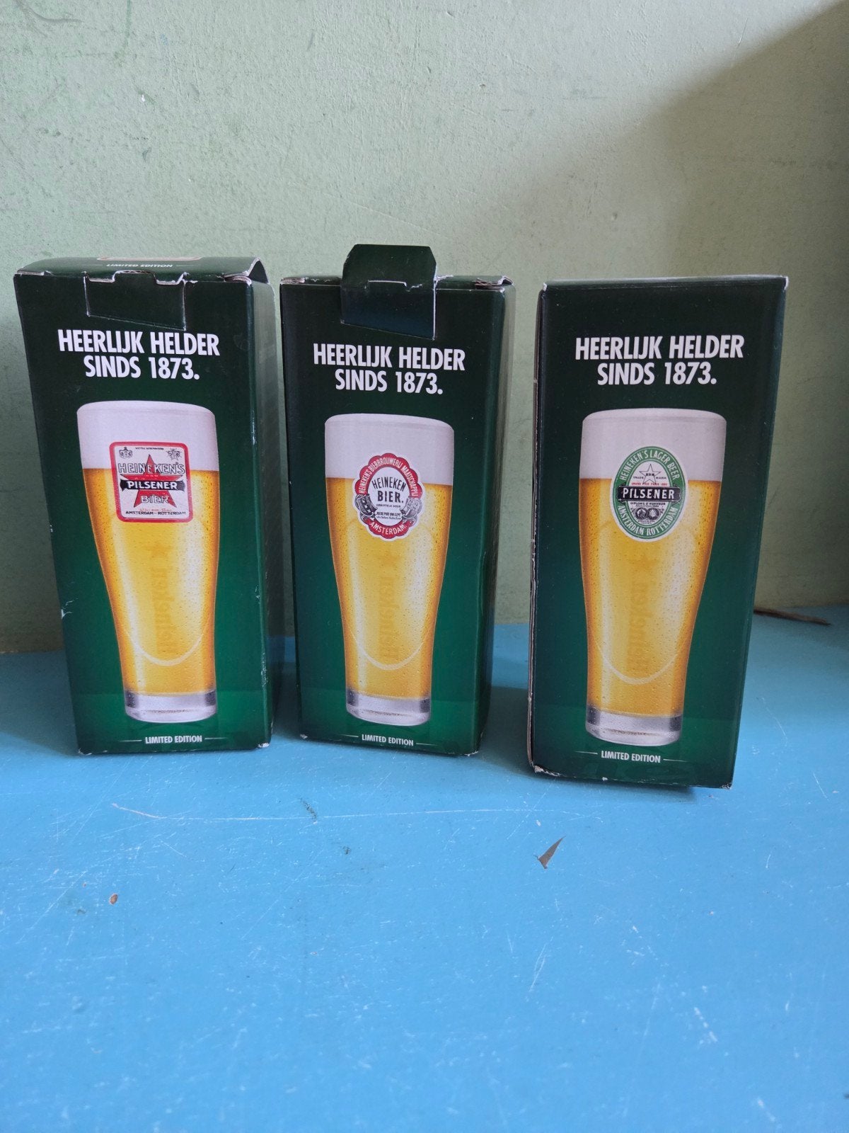 Heineken Limited Edition Bierglazen Set (3 stuks), Verzamelen, Biermerken, Zo goed als nieuw, Glas of Glazen, Heineken, Ophalen of Verzenden