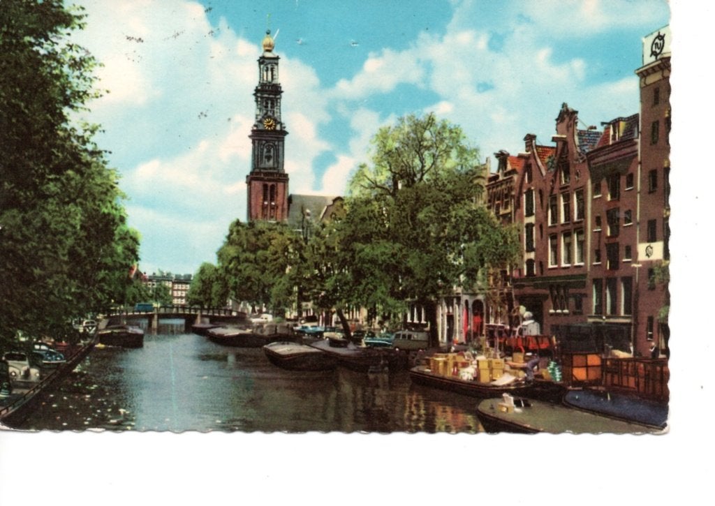 Amsterdam. Ansichtkaart. Prinsengracht - Westerkerk.(1968), Ophalen of Verzenden, 1960 tot 1980, Gelopen, Noord-Holland