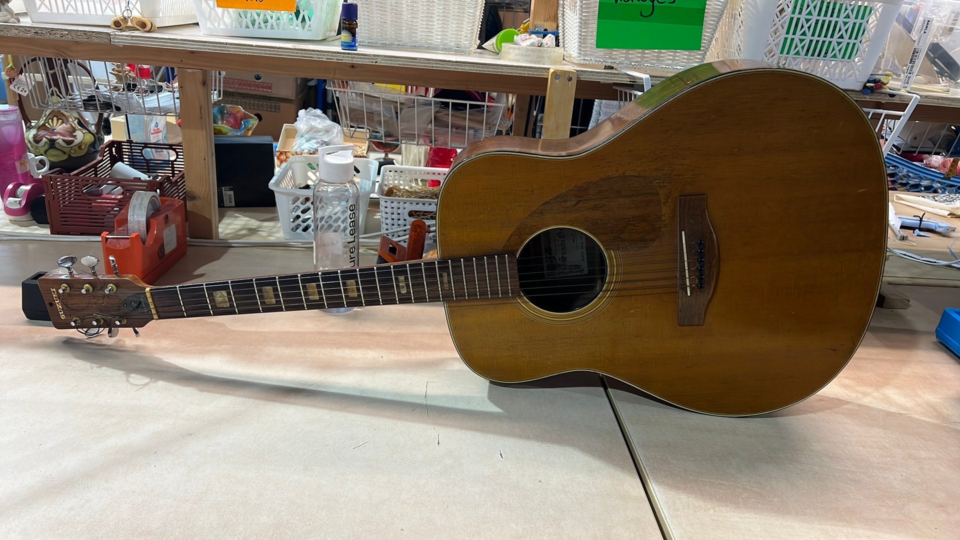 Vintage suzuki F-150 japanse gitaar met hout ingelegd, Ophalen, Klassieke of Spaanse gitaar, Suzuki, Zo goed als nieuw