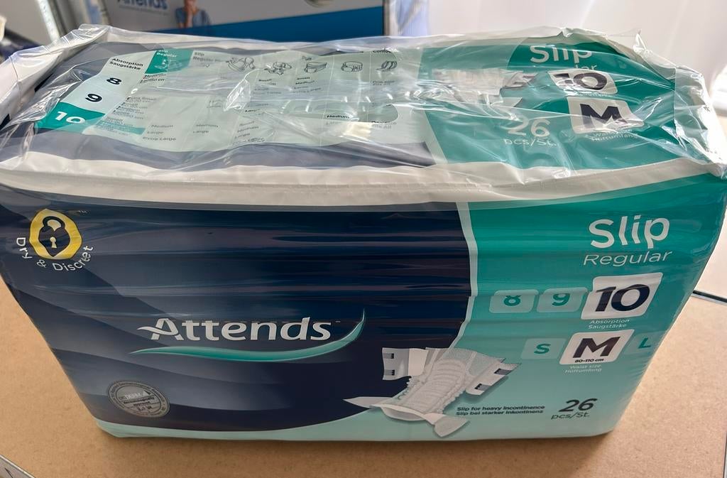 Attends Slip Regular 10 maat M incontinentieluiers, Diversen, Verzenden, Nieuw