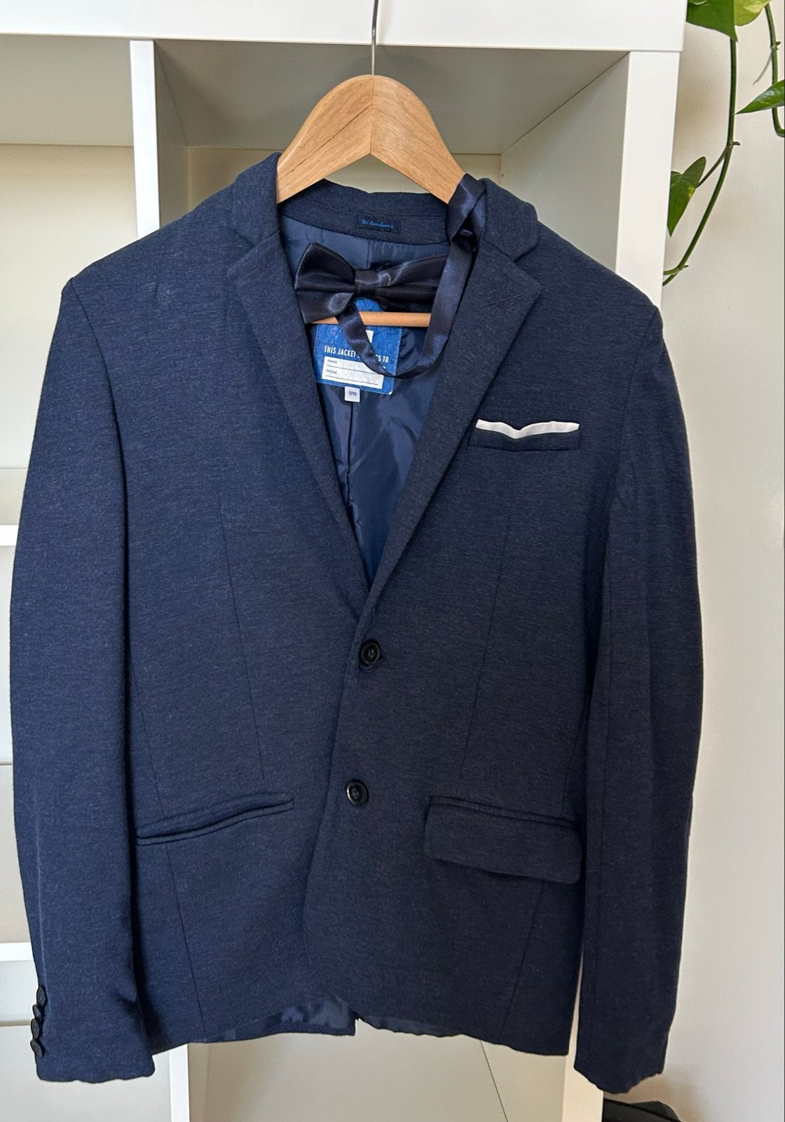 4-delig pak maat 170 (colbert, broek, overhemd, strik), Ophalen of Verzenden, Gedragen, Overige maten, Blauw