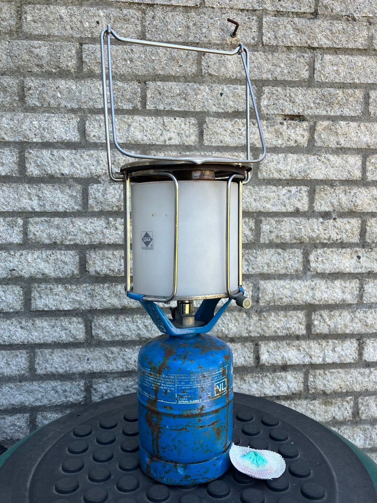 Campingaz gaslamp groot model, Ophalen, Gebruikt
