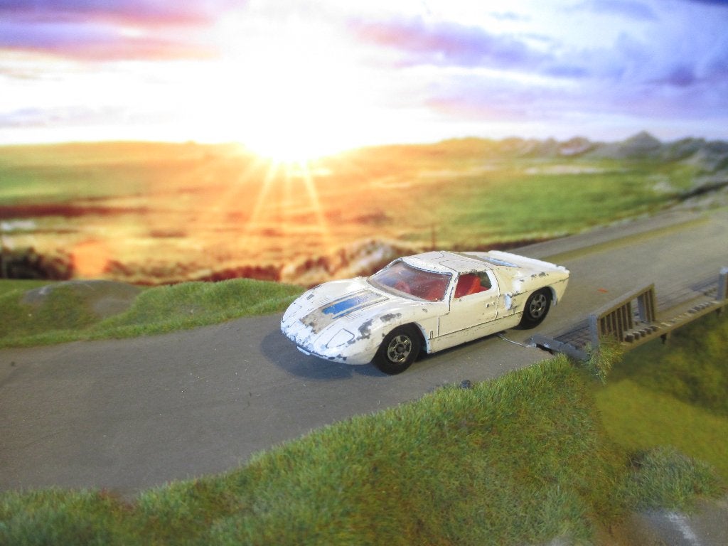 1:61 Ford GT40 - Matchbox Nr41 1970 wit-groene bodemplaat, Hobby en Vrije tijd, Ophalen of Verzenden, Gebruikt, Auto