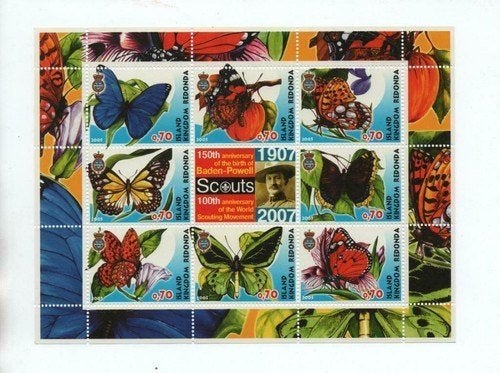 Vlinders - Redonda 2005 - Postfris Mint 3 blokken, Verzenden, Postfris, Dier of Natuur