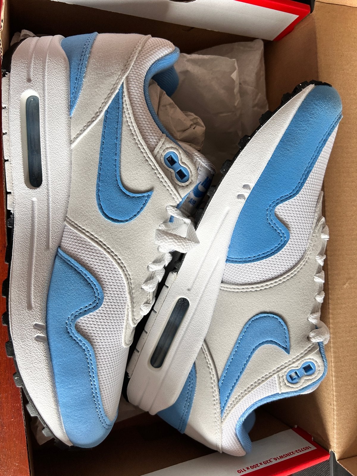 Nike Air Max 1 '87 WMNS White University Blue, Ophalen of Verzenden, Nieuw, Wit, Sneakers of Gympen