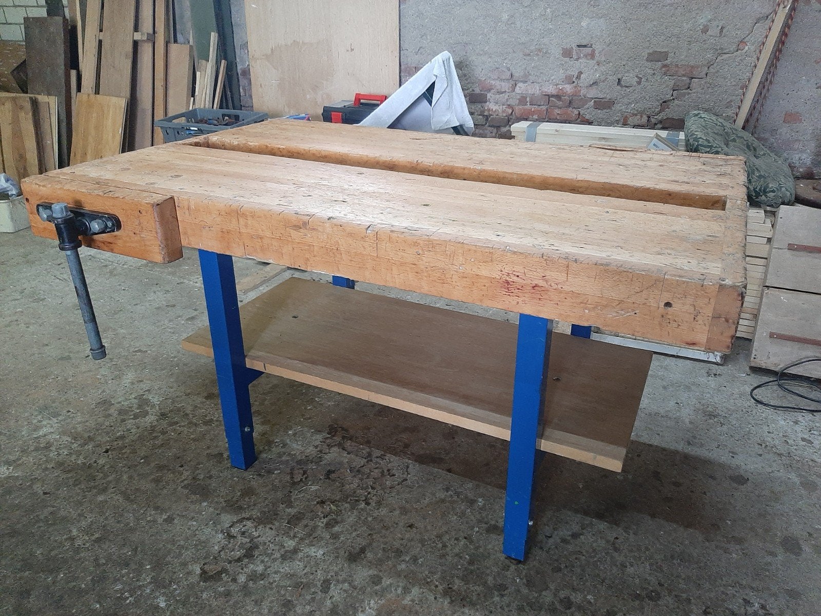 houten werkbank, Doe-het-zelf en Verbouw, Ophalen, Gebruikt, 170 cm of meer